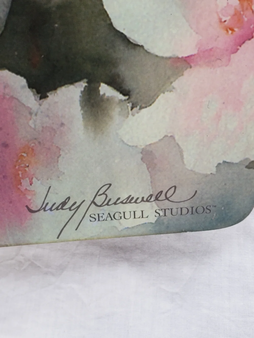 Four Vintage Judy Buswell Placemats Watercolor Roses Cork Bottom 1990s